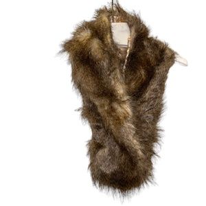 Ruyi Faux fox fur tan beige scarf neck wrap